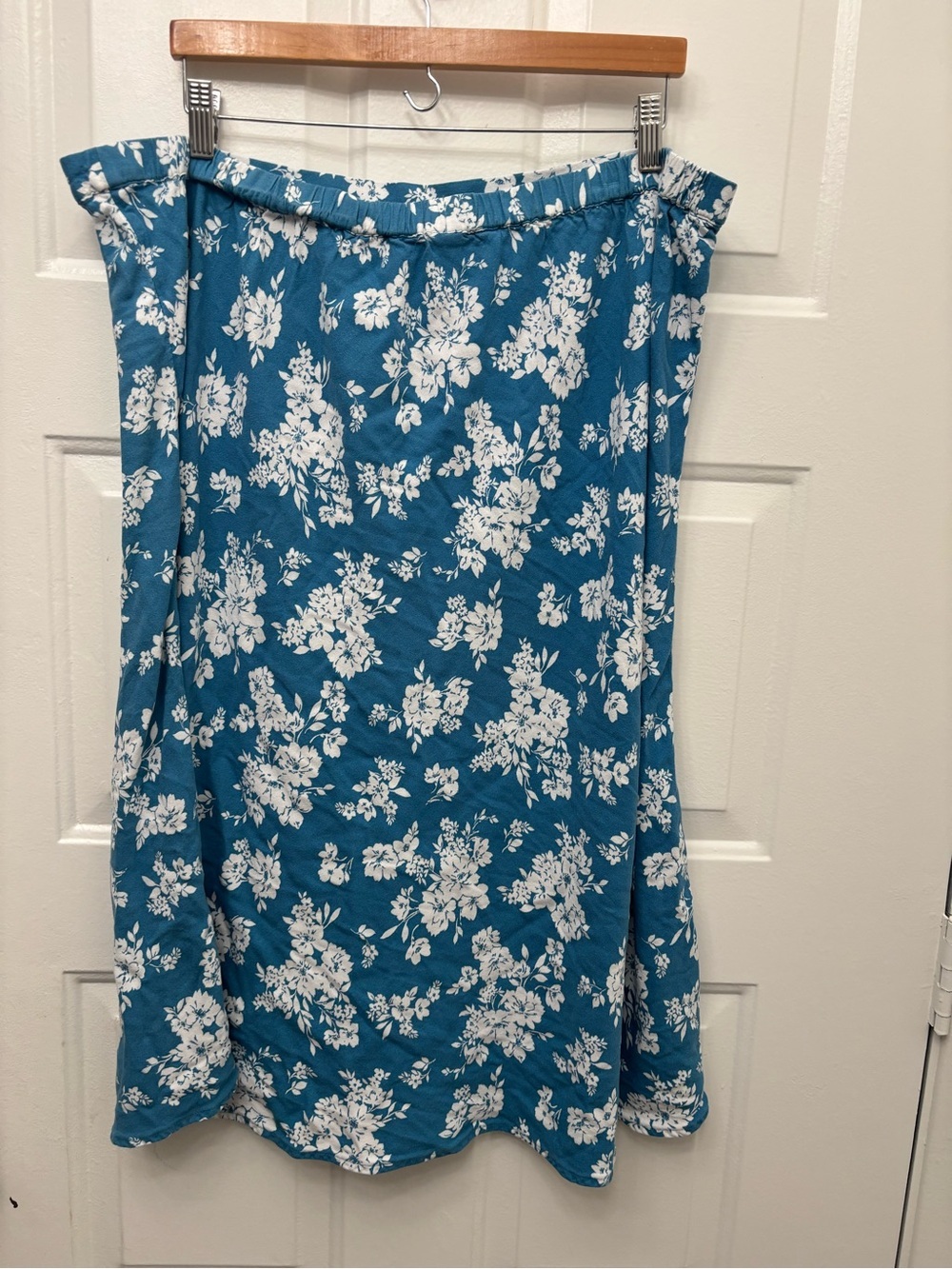 Old Navy 100% Rayon Teal Floral Maxi Skirt